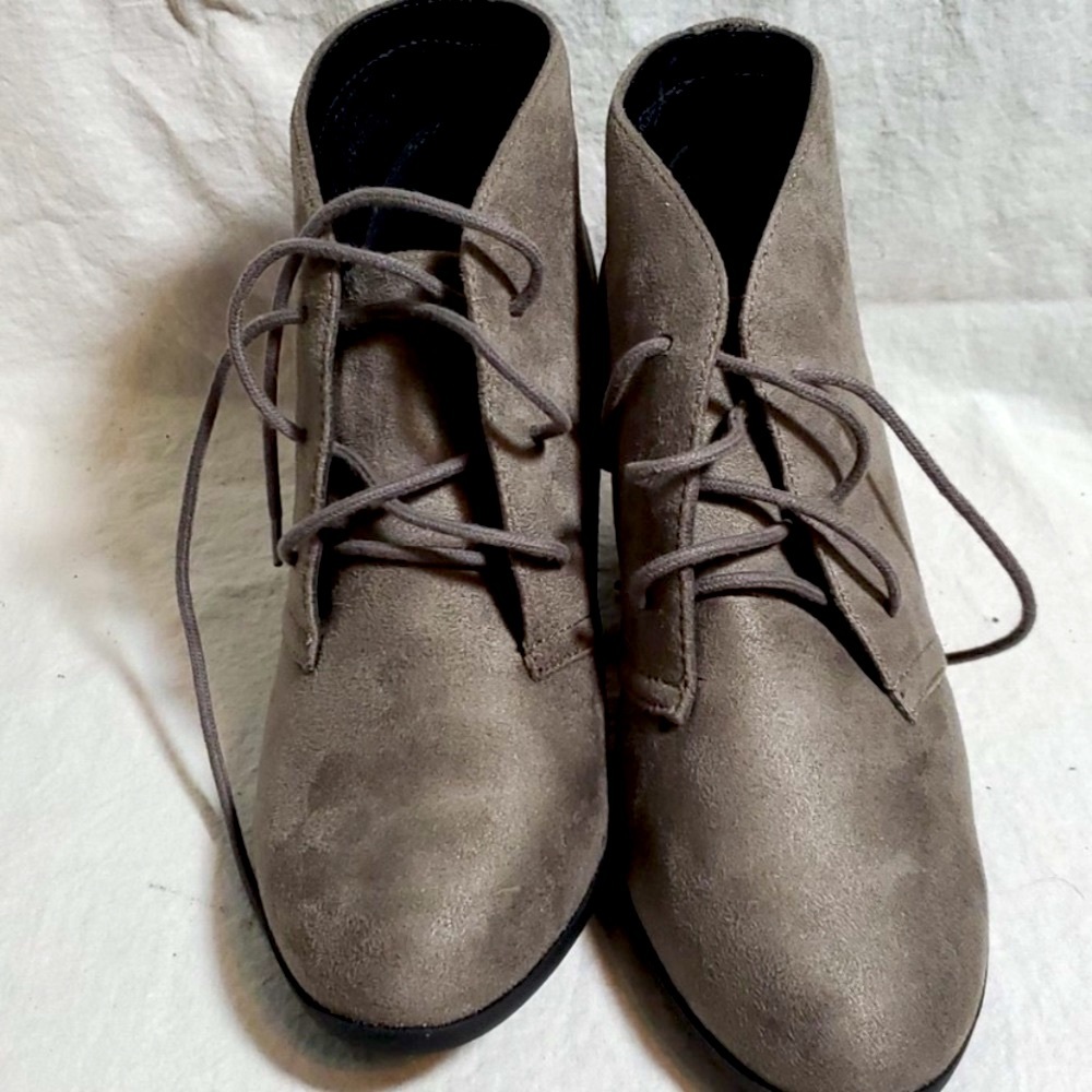 Smoky gray ankle booties